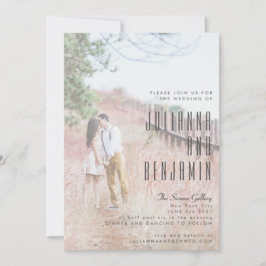 Elegant Modern Photo Overlay Chic Wedding Kaart (Voorkant)