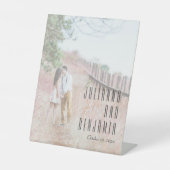 Elegant Modern Photo Overlay Custom Wedding Reclamebord Met Voetstuk (Voorkant)
