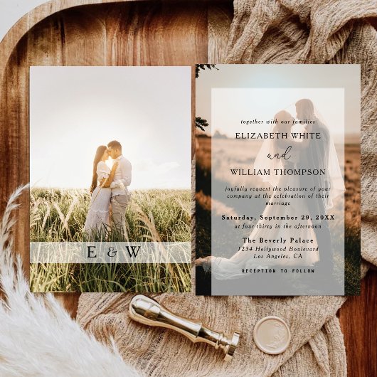 Elegant Modern Photo Overlay Wedding Kaart