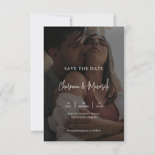Elegant Modern Photo Overlay Wedding Save The Date (Voorkant)