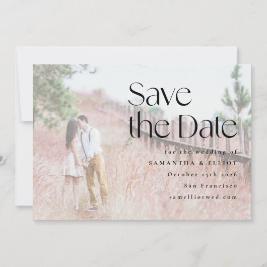 Elegant Modern Photo Overlay Wedding Save The Date (Voorkant)