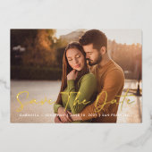 Elegant Modern Photo Save the Date Gold Folie Uitnodiging (Voorkant)