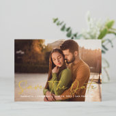 Elegant Modern Photo Save the Date Gold Folie Uitnodiging (Staand Voorkant)
