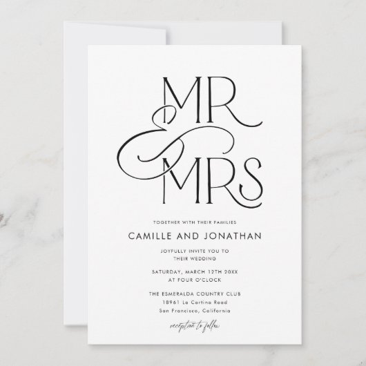 Elegant Modern Photo Wedding Invitation Kaart (Voorkant)