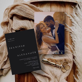 Elegant Modern Photo Wedding Invitation Kaart