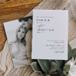 Elegant Modern Photo Wedding Invitation Kaart<br><div class="desc">Omarm de schoonheid van moderne elegantie op uw speciale dag met onze minimale uitnodigingen voor trouwfoto's. Ontworpen met een schone en moderne esthetiek,  belichten deze uitnodigingen uw favoriete koppelfoto. U kunt het gemakkelijk aanpassen met uw bruiloft kleurenpalet. Overeenkomende items in onze winkel Cava party design</div>