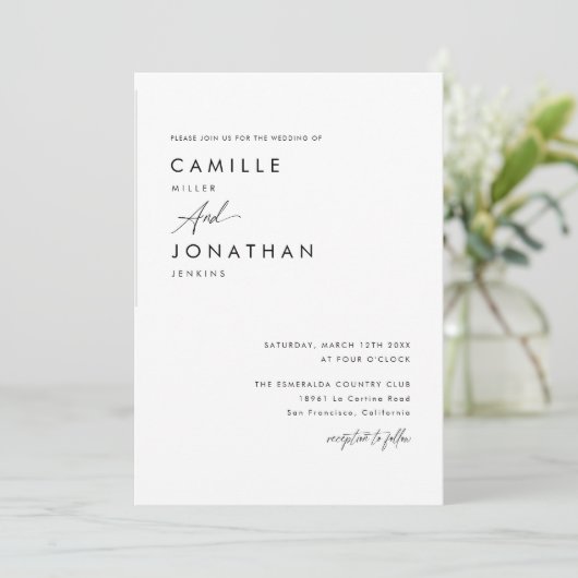 Elegant Modern Photo Wedding Invitation Kaart (Staand voorkant)