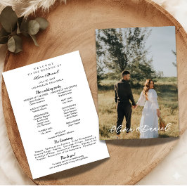 Elegant Modern Photo Wedding Program Template Programmakaart