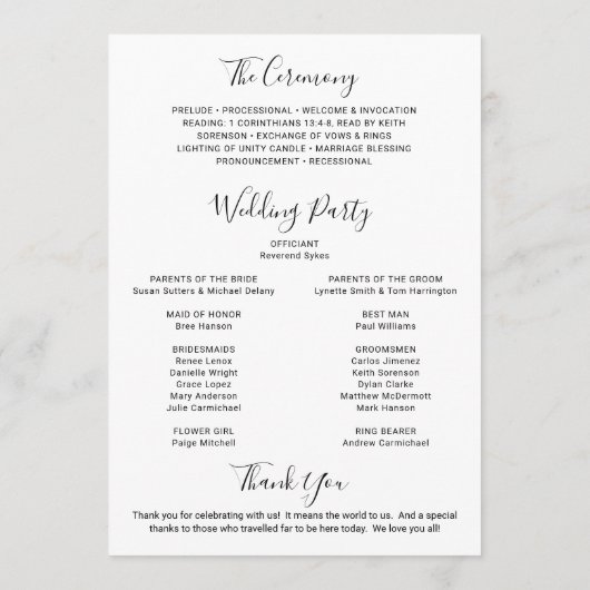 Elegant Modern Photo Wedding Programmakaart (Achterkant)