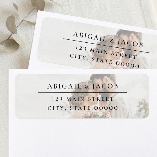 Elegant Modern Photo Wedding Return Address Etiket