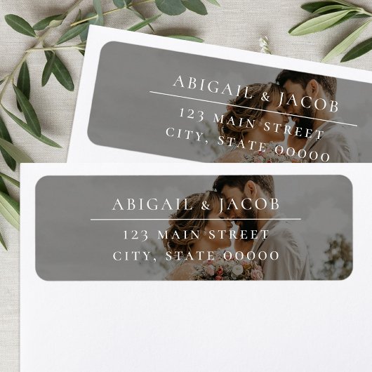Elegant Modern Photo Wedding Return Address Etiket