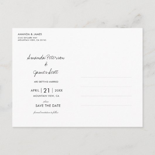 Elegant Modern Photo Wedding Save the Date Aankondigingskaart (Achterkant)