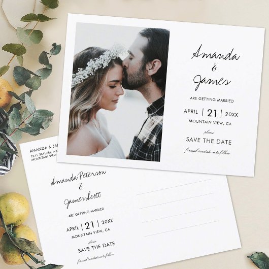 Elegant Modern Photo Wedding Save the Date Aankondigingskaart