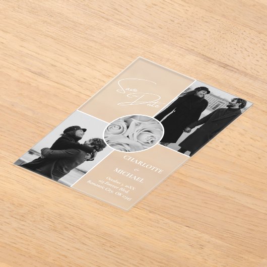 Elegant Modern Photo Wedding Save the Date Acryl Uitnodigingen (Laagn)