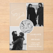 Elegant Modern Photo Wedding Save the Date Acryl Uitnodigingen (Voorkant)