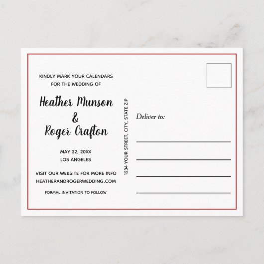 Elegant Modern Photo Wedding Save the Date Announc Aankondigingskaart (Achterkant)