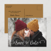 Elegant modern Photo Wedding White Save the Date Aankondigingskaart (Voorkant / Achterkant)