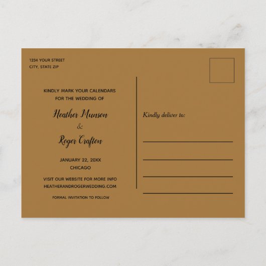 Elegant modern Photo Wedding White Save the Date Aankondigingskaart (Achterkant)