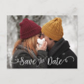 Elegant modern Photo Wedding White Save the Date Aankondigingskaart (Voorkant)