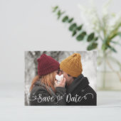 Elegant modern Photo Wedding White Save the Date Aankondigingskaart (Staand voorkant)