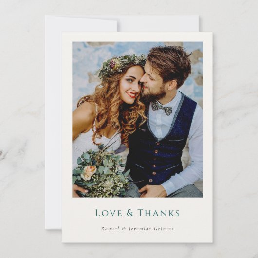 Elegant Modern Photos Script Love & Thanks Wedding Bedankkaart (Voorkant)