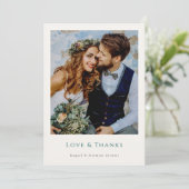 Elegant Modern Photos Script Love & Thanks Wedding Bedankkaart (Staand voorkant)