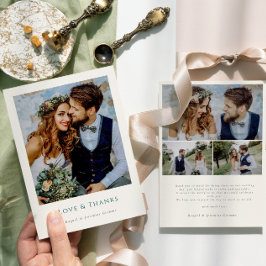 Elegant Modern Photos Script Love & Thanks Wedding Bedankkaart