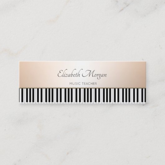 Elegant Modern, Piano Keys, Music Teacher Mini Visitekaartje (Voorkant)