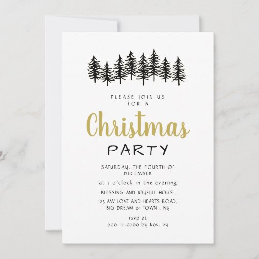 Elegant Modern Pine Forest Christmas Party Kaart (Voorkant)