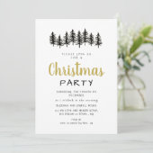 Elegant Modern Pine Forest Christmas Party Kaart (Staand voorkant)