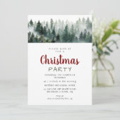 Elegant Modern Pine Forest Christmas Party Kaart (Staand voorkant)