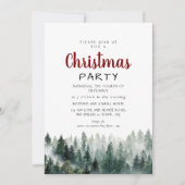 Elegant Modern Pine Forest Christmas Party Kaart (Voorkant)