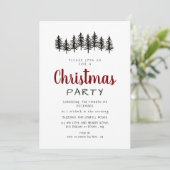 Elegant Modern Pine Forest Christmas Party Kaart (Staand voorkant)