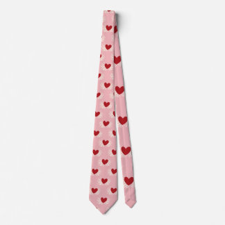 Elegant Modern Pink and White Doodle Heart Pattern Stropdas