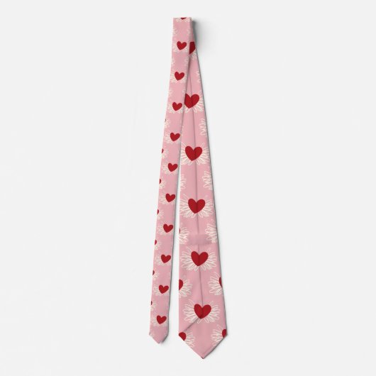 Elegant Modern Pink and White Doodle Heart Pattern Stropdas (Achterkant)