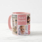 Elegant Modern Pink and White Mug with Family  Mok (Voorkant links)