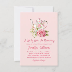 Elegant Modern Pink Arch Tea Party baby shower Kaart
