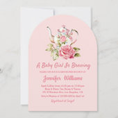 Elegant Modern Pink Arch Tea Party baby shower Kaart (Voorkant)