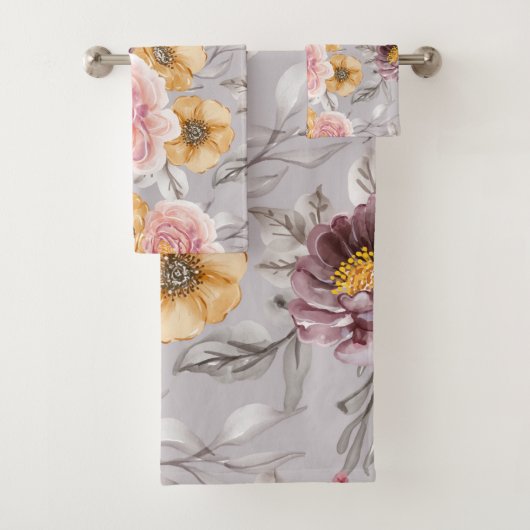  Elegant Modern Pink Floral Bad Handdoek (Insitu)