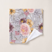  Elegant Modern Pink Floral Bad Handdoek (Wasdoekje)