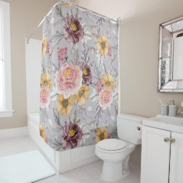 Elegant Modern Pink Floral Douchegordijn