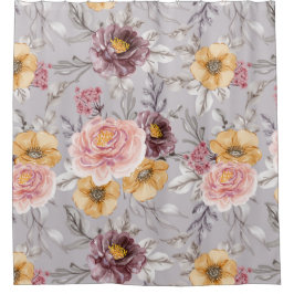 Elegant Modern Pink Floral   Douchegordijn