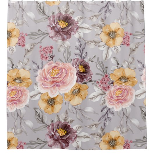 Elegant Modern Pink Floral   Douchegordijn (Voorkant)