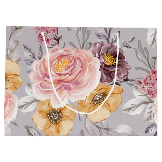 Elegant Modern Pink Floral Groot Cadeauzakje (Achterkant)