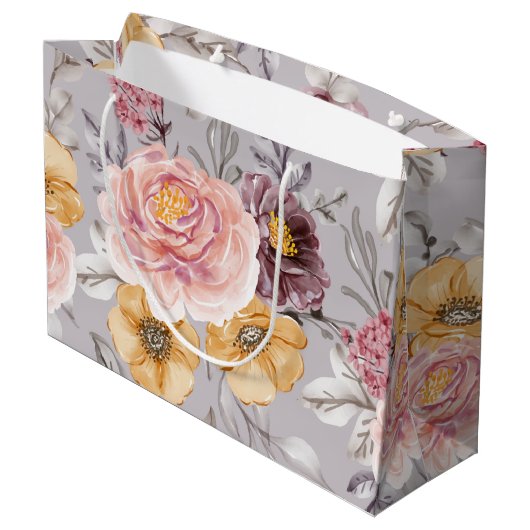 Elegant Modern Pink Floral Groot Cadeauzakje (Achterkant Gekanteld)