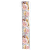 Elegant Modern Pink Floral Lange Tafelloper (Voorkant)