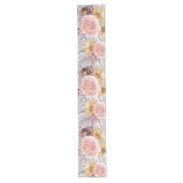 Elegant Modern Pink Floral Lange Tafelloper