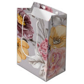 Elegant Modern Pink Floral   Medium Cadeauzakje (Voorkant Gekanteld)