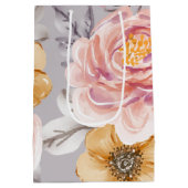 Elegant Modern Pink Floral   Medium Cadeauzakje (Achterkant)