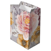 Elegant Modern Pink Floral   Medium Cadeauzakje (Achterkant Gekanteld)